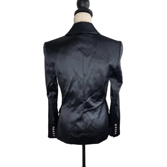 L'AGENCE Blazer Kenzie Double Breasted Black Satin Jacket Size 2 - Picture 5 of 16